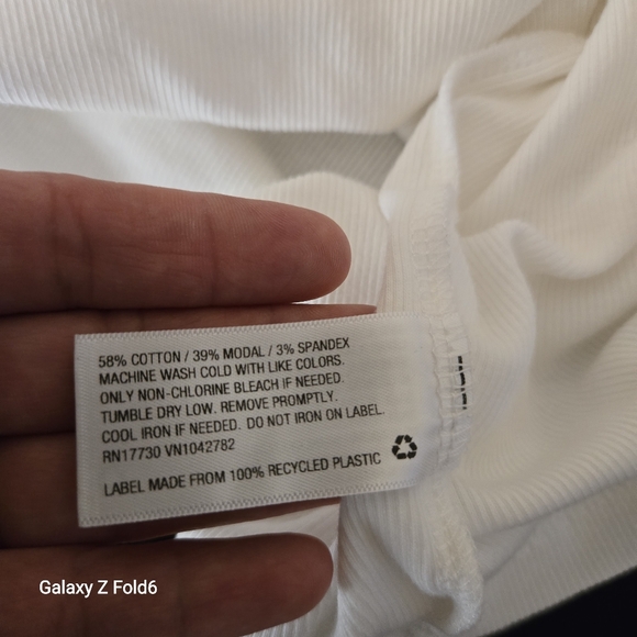 A New Day White Ribbed Short Sleeve Crewneck T-Shirt XS Cotton Blend Old Money - Picture 4 of 6